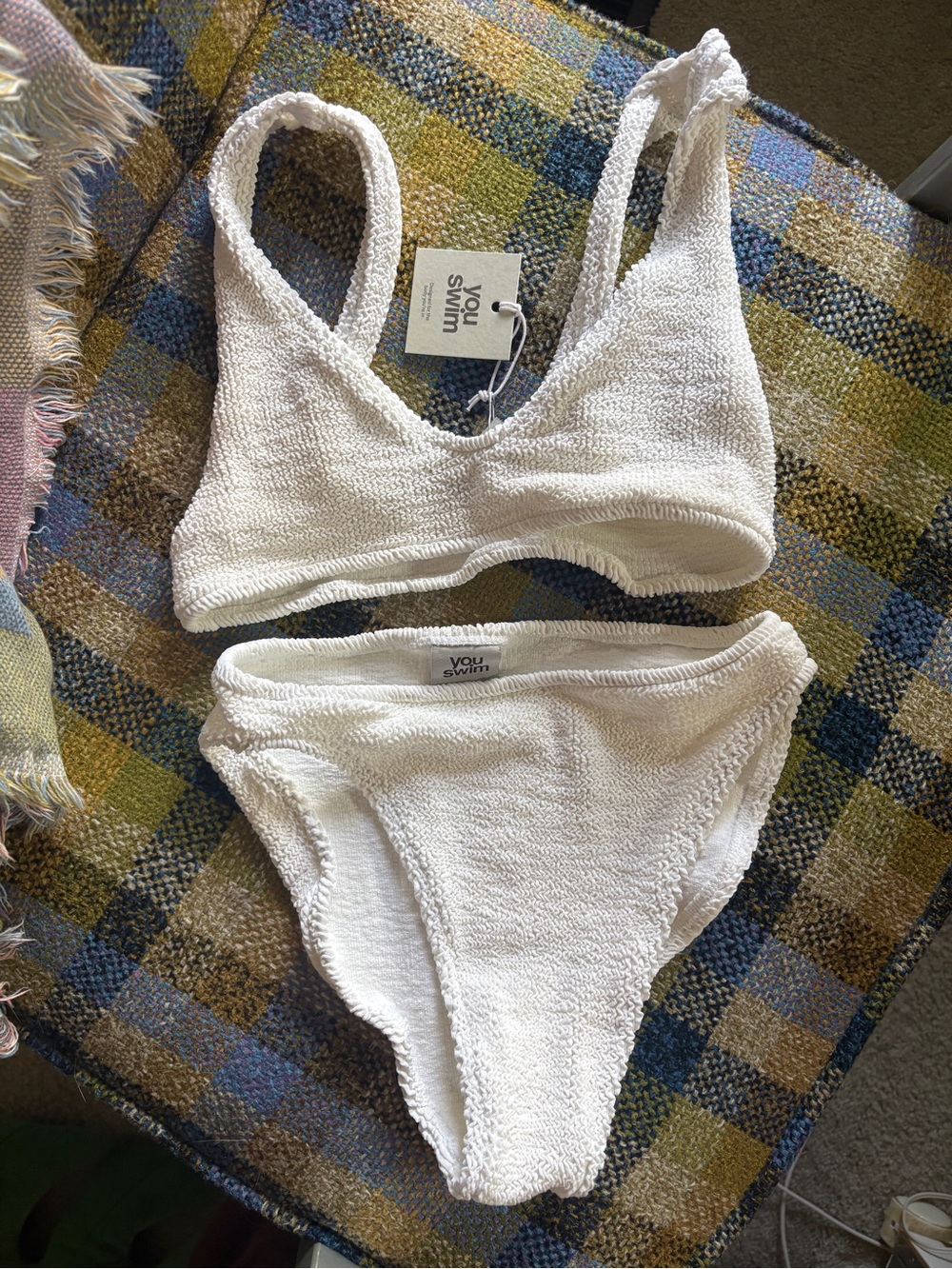 Youswim White Textured Bandeau-Style Bikini Set